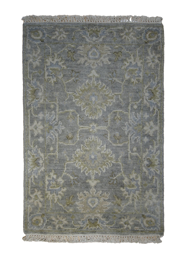 A29001 Oriental Rug Indian Handmade Area Transitional 2'0'' x 3'0'' -2x3- Brown Floral Oushak Design