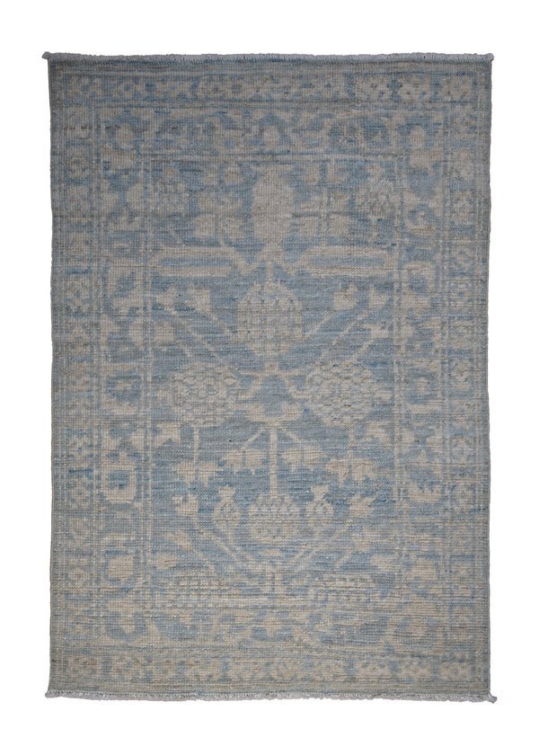 A29053 Oriental Rug Pakistani Handmade Area Transitional 2'3'' x 3'2'' -2x3- Blue Whites Beige Stone Wash Khotan Pomegranate Design