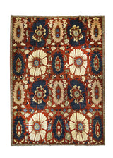 A29061 Oriental Rug Afghan Handmade Area Transitional 9'1'' x 12'4'' -9x12- Red Blue Geometric Design