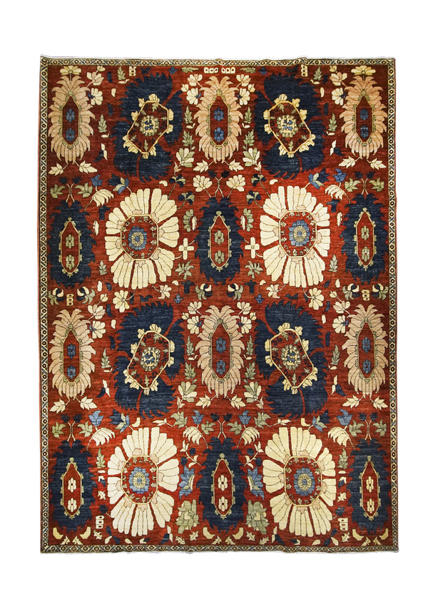 A29061 Oriental Rug Afghan Handmade Area Transitional 9'1'' x 12'4'' -9x12- Red Blue Geometric Design