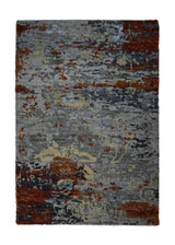 A29075 Oriental Rug Indian Handmade Area Modern 2'0'' x 3'0'' -2x3- Gray Red Geometric Ersari Abstract Design