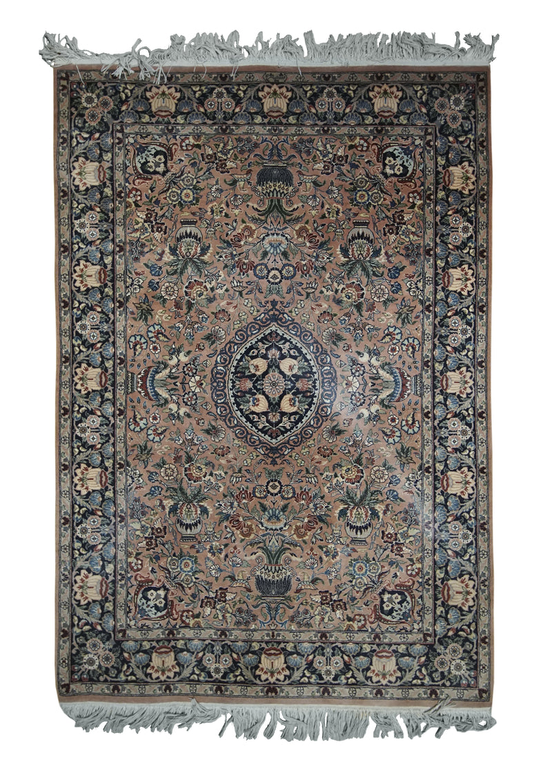 A29135 Oriental Rug Pakistani Handmade Area Transitional 4'0'' x 6'0'' -4x6- Pink Whites Beige Blue Floral Design