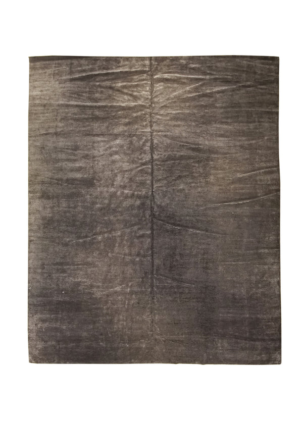 A29152 Oriental Rug Indian Handmade Area Modern 12'2'' x 15'0'' -12x15- Brown Loop & Pile Stripes Plain Design