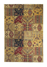 A29159 Oriental Rug Pakistani Handmade Area Traditional 5'6'' x 8'0'' -6x8- Yellow Gold Blue Red Shawl Geometric Design