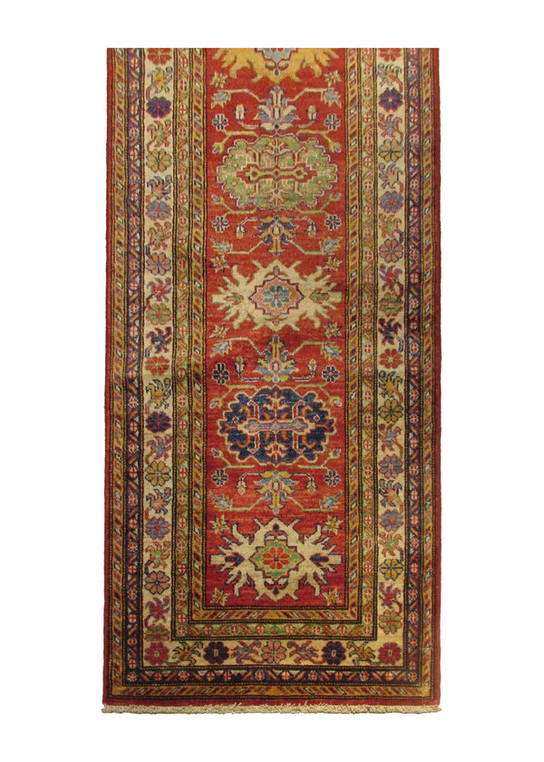 A29160 Oriental Rug Pakistani Handmade Runner Transitional Tribal 2'7'' x 10'2'' -3x10- Red Kazak Geometric Design