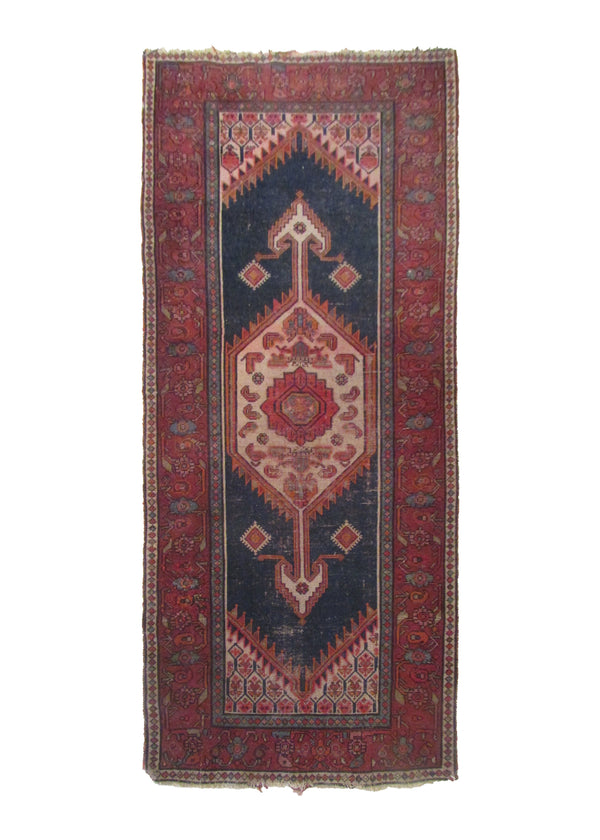 A29175 Persian Rug Malayer Handmade Area Tribal Antique 3'3'' x 6'3'' -3x6- Blue Red Geometric Design