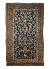 A29176 Persian Rug Malayer Handmade Area Tribal Antique 3'9'' x 5'10'' -4x6- Blue Orange Geometric Design