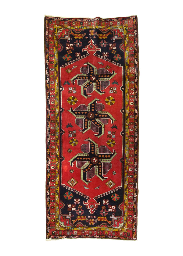 A29185 Caucasian Rug Azerbaijan Handmade Runner Tribal 4'8'' x 10'3'' -5x10- Red Geometric Open Field Design