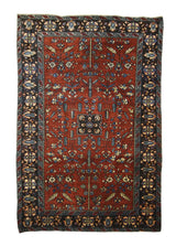 A29214 Persian Rug Farahan Sarouk Handmade Area Traditional Antique 3'3'' x 4'10'' -3x5- Red Blue Floral Design.jpg