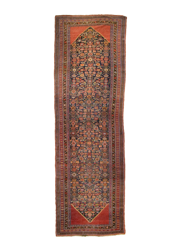 A29241 Persian Rug Bijar Handmade Runner Antique Traditional 5'1'' x 16'4'' -5x16- Red Blue Geometric Herati Design