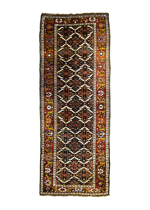 A29244 Persian Rug Bakhtiari Handmade Runner Antique Tribal 5'6'' x 14'1'' -6x14- Yellow Gold Red Blue Geometric Design
