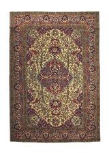 A29245 Persian Rug Isfahan Handmade Area Traditional Antique 4'7'' x 7'0'' -5x7- Whites Beige Red Floral Design