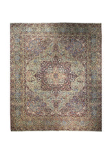 A29246 Persian Rug Lavar Kerman Handmade Area Traditional Antique 9'12'' x 11'9'' -10x12- Whites Beige Pink Floral Design