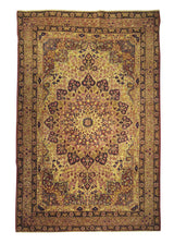 A29247 Persian Rug Lavar Kerman Handmade Area Traditional Antique 4'6'' x 6'9'' -5x7- Whites Beige Pink Floral Design