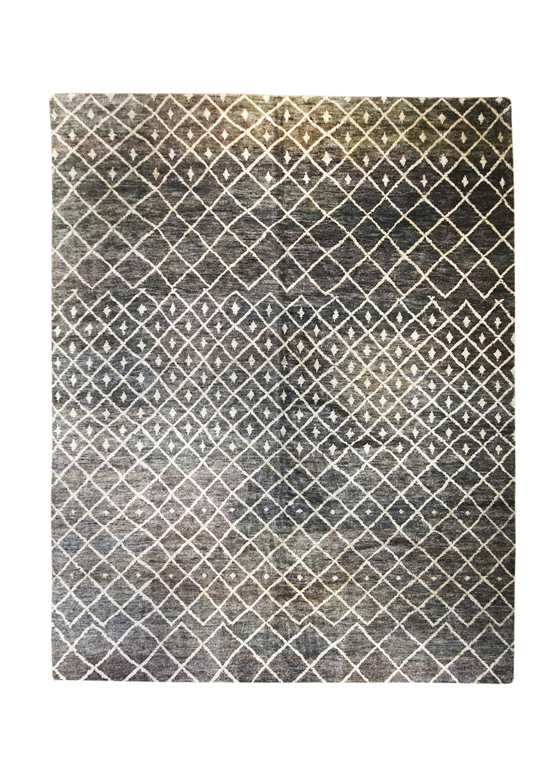 A29281 Oriental Rug Moroccan Handmade Area Modern 11'6'' x 14'7'' -12x15- Brown Whites Beige Moroccan Geometric Design