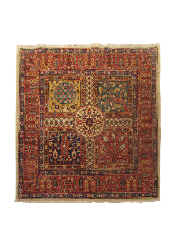 A29284 Oriental Rug Pakistani Handmade Area Transitional 3'5'' x 3'9'' -3x4- Multi-color Red Garden Design