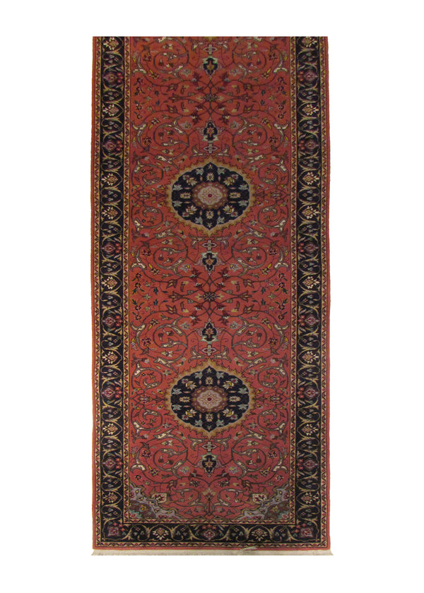 A29289 Oriental Rug Chinese Handmade Runner Traditional 2'6'' x 10'2'' -3x10- Pink Whites Beige Floral Design