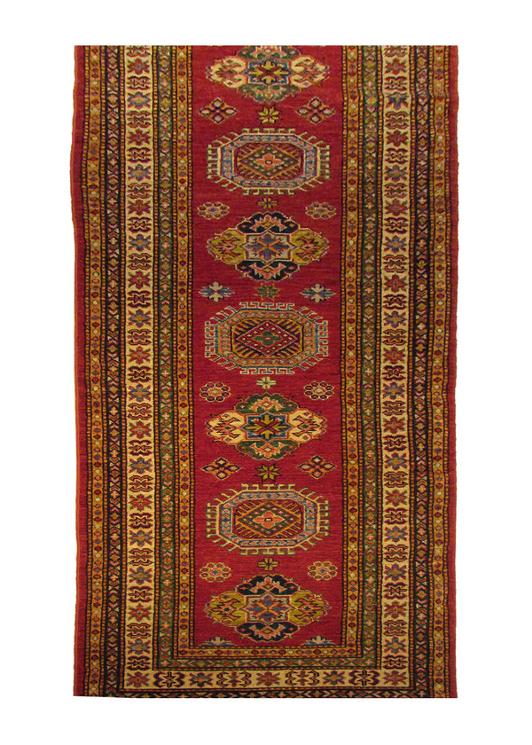 A29310 Oriental Rug Pakistani Handmade Runner Transitional Tribal 2'8'' x 10'0'' -3x10- Red Kazak Geometric Design