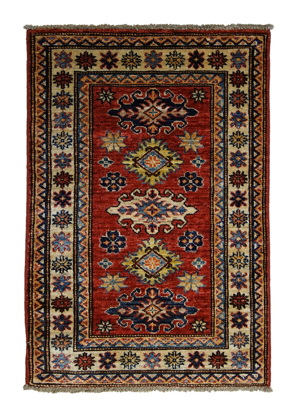 A29338 Oriental Rug Pakistani Handmade Area Transitional Tribal 1'9'' x 2'10'' -2x3- Red Kazak Geometric Design