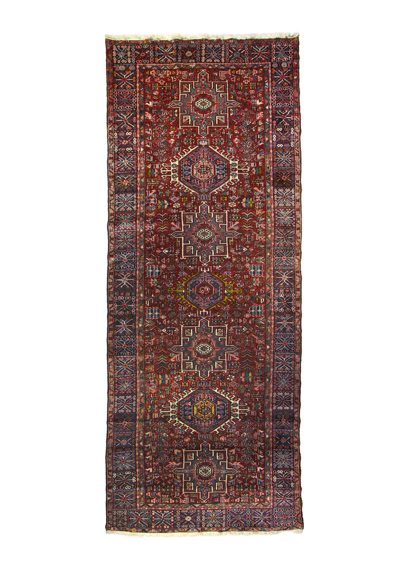 A29361 Persian Rug Gharajeh Handmade Runner Tribal Antique 4'10'' x 12'7'' -5x13- Red Geometric Design.jpg