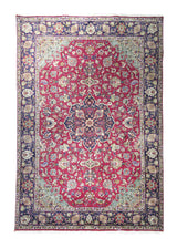 A29369 Persian Rug Tabriz Handmade Area Traditional 6'9'' x 10'0'' -7x10- Red Blue Floral Design