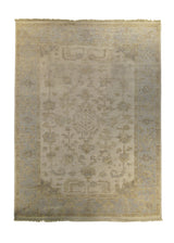 A29372 Oriental Rug Indian Handmade Area Transitional 4'12'' x 6'8'' -5x7- Whites Beige Blue Floral Oushak Design