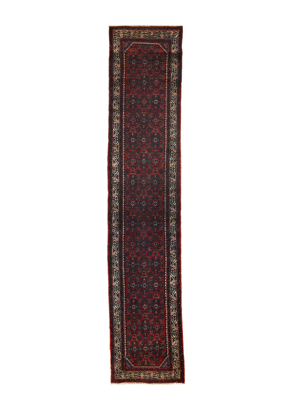 A29382 Persian Rug Hamadan Handmade Runner Tribal 2'7'' x 12'6'' -3x13- Red Blue Geometric Design.jpg