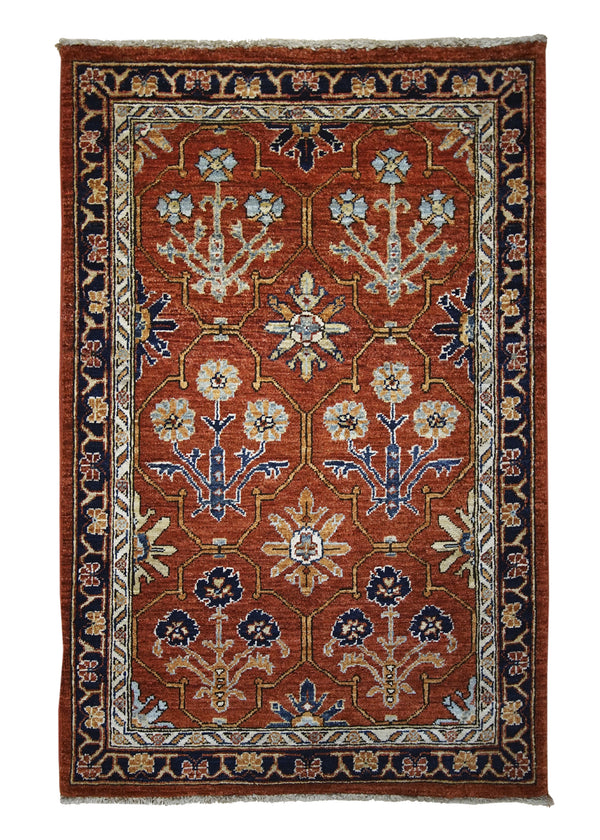 A29403 Oriental Rug Pakistani Handmade Area Transitional 2'8'' x 4'1'' -3x4- Red Ariana Floral Design