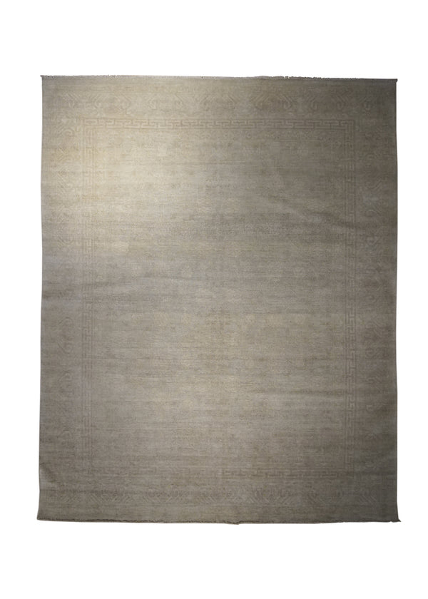 A29444 Oriental Rug Pakistani Handmade Area Neutral Transitional 8'1'' x 10'2'' -8x10- Whites Beige Silver Wash Khotan Floral Design