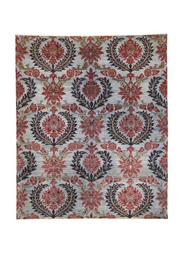 A29445 Oriental Rug Pakistani Handmade Area Transitional 8'4'' x 9'10'' -8x10- Blue Red Oushak Floral Design