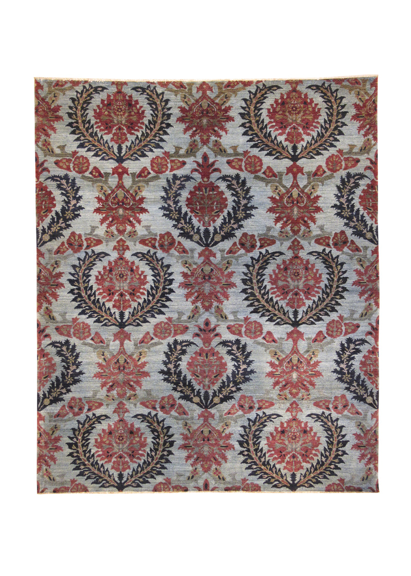 A29445 Oriental Rug Pakistani Handmade Area Transitional 8'4'' x 9'10'' -8x10- Blue Red Oushak Floral Design