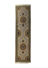 A29450 Persian Rug Tabriz Handmade Runner Traditional 2'8'' x 9'9'' -3x10- Whites Beige Green Yellow Gold Naghsh Floral Design