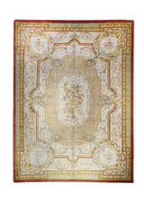 A29464 Oriental Rug Chinese Handmade Area Traditional 8'12'' x 12'3'' -9x12- Whites Beige Yellow Gold Savonnerie Floral Design