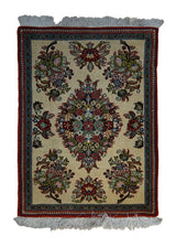 A29479 Persian Rug Qum Handmade Area Traditional 2'0'' x 2'10'' -2x3- Whites Beige Red Floral Design