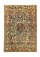 A29480 Persian Rug Isfahan Handmade Area Traditional Antique 4'7'' x 6'6'' -5x7- Whites Beige Red Mobarakeh Floral Design