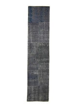 A29482 Persian Rug Tabriz Handmade Runner Vintage Antique 2'0'' x 9'0'' -2x9- Gray Patchwork Geometric Design.jpg