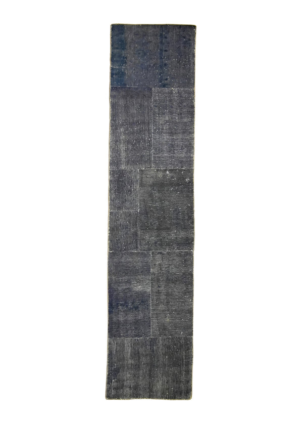 A29482 Persian Rug Tabriz Handmade Runner Vintage Antique 2'0'' x 9'0'' -2x9- Gray Patchwork Geometric Design.jpg