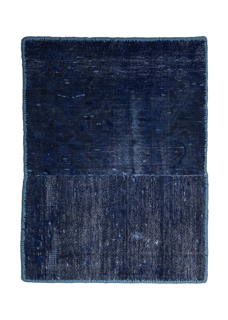 A29487 Persian Rug Tabriz Handmade Area Vintage Antique 1'5'' x 1'11'' -1x2- Blue Gray Patchwork Geometric Plain Design