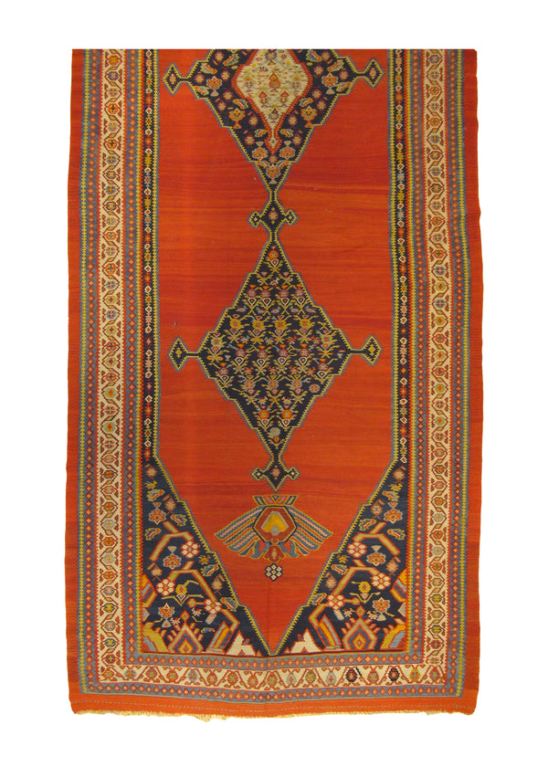 A29502 Persian Rug Bijar Handmade Area Traditional Antique 6'4'' x 18'8'' -6x19- Red Blue Kilim Geometric Design
