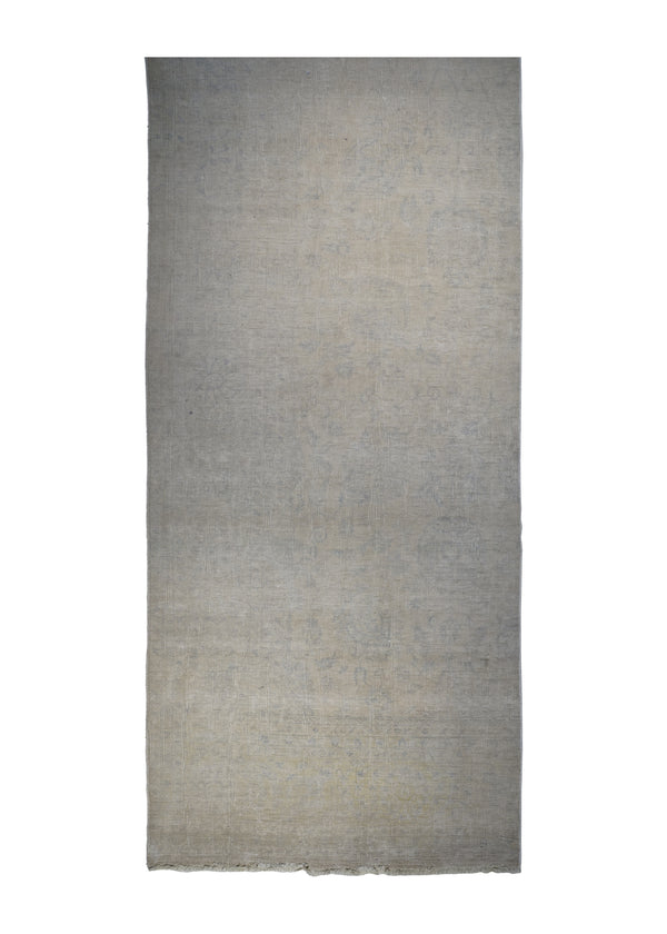 A29510 Oriental Rug Indian Handmade Runner Neutral Transitional 3'8'' x 13'10'' -4x14- Whites Beige Gray Oushak Geometric Design