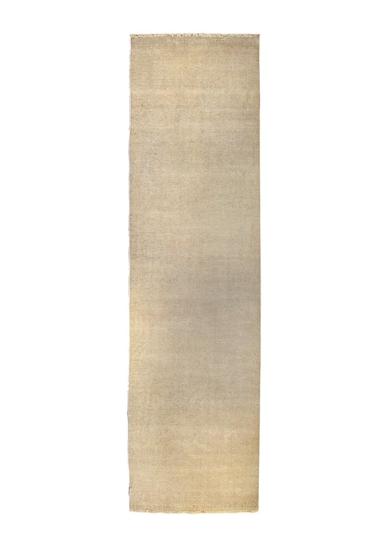 A29510 Oriental Rug Indian Handmade Runner Neutral Transitional 3'8'' x 13'10'' -4x14- Whites Beige Gray Oushak Geometric Design.jpg