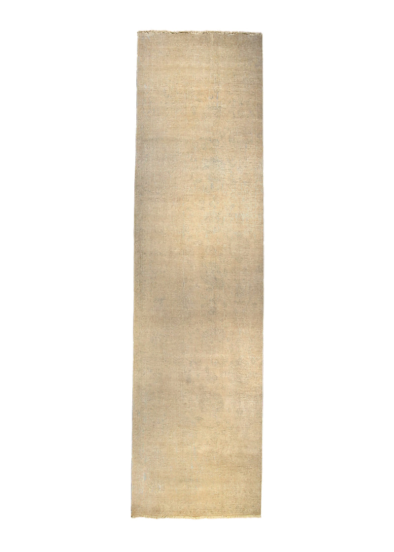 A29511 Oriental Rug Indian Handmade Runner Neutral Transitional 3'9'' x 13'10'' -4x14- Whites Beige Gray Oushak Geometric Design.jpg