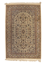 A29535 Persian Rug Nain Handmade Area Traditional 4'1'' x 6'10'' -4x7- Whites Beige Blue Floral Design