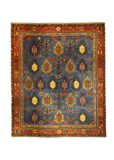 A29564 Oriental Rug Pakistani Handmade Square Transitional Tribal 12'5'' x 14'8'' -12x15- Blue Red Yellow Gold Baloch Geometric Design