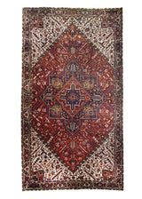 A29610 Persian Rug Heriz Handmade Area Tribal Antique 11'10'' x 21'0'' -12x21- Red Whites Beige Geometric Design