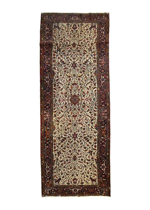 A29617 Persian Rug Heriz Handmade Runner Tribal 5'0'' x 13'1'' -5x13- Whites Beige Red Geometric Design.jpg
