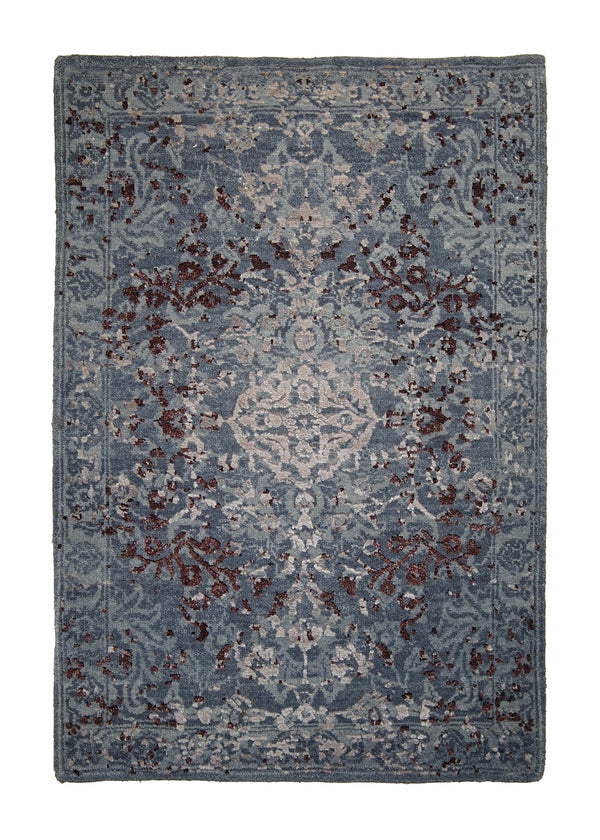 A29644 Oriental Rug Indian Handmade Area Modern 2'0'' x 3'0'' -2x3- Gray Purple Floral Design