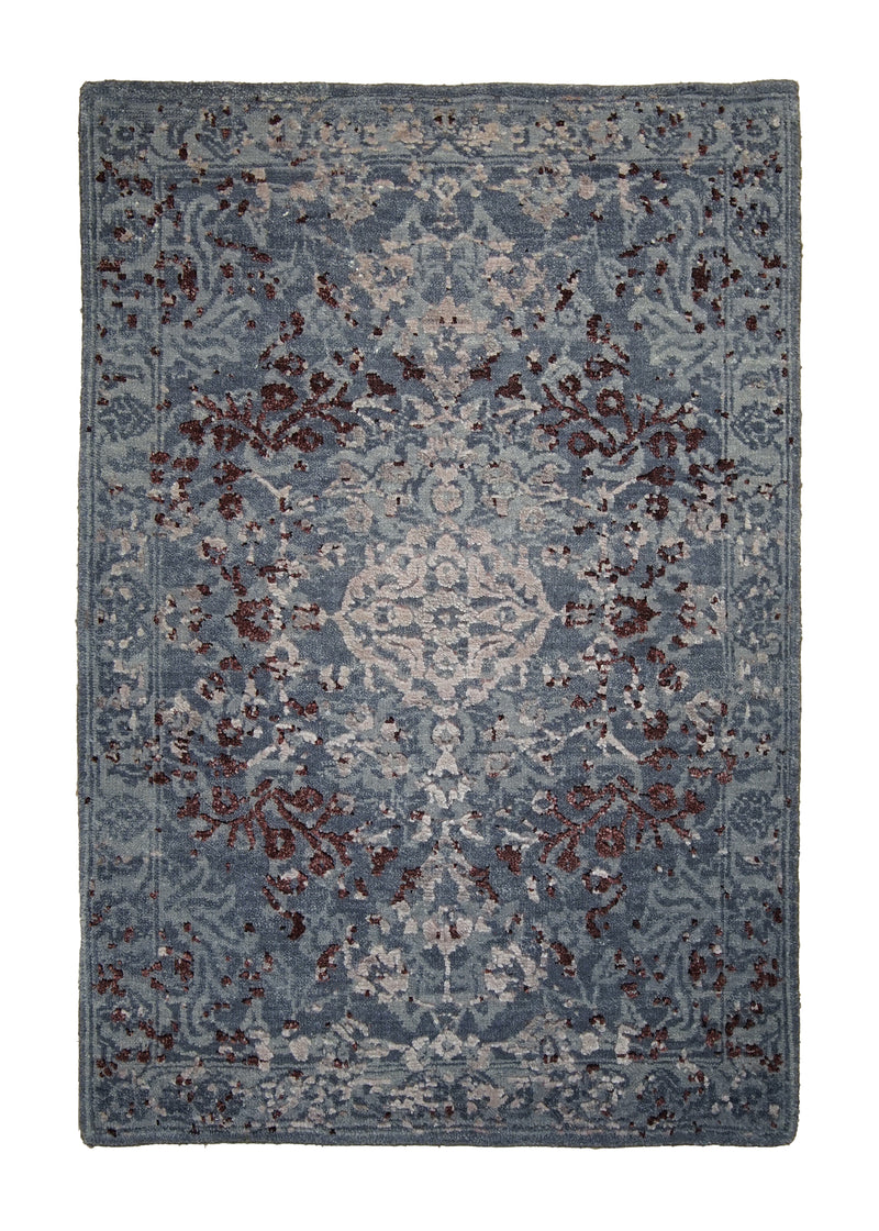 A29644 Oriental Rug Indian Handmade Area Modern 2'0'' x 3'0'' -2x3- Gray Purple Floral Design