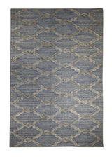 A29673 Oriental Rug Indian Handmade Area Modern Neutral 5'11'' x 8'10'' -6x9- Blue High Low Pile Geometric Design