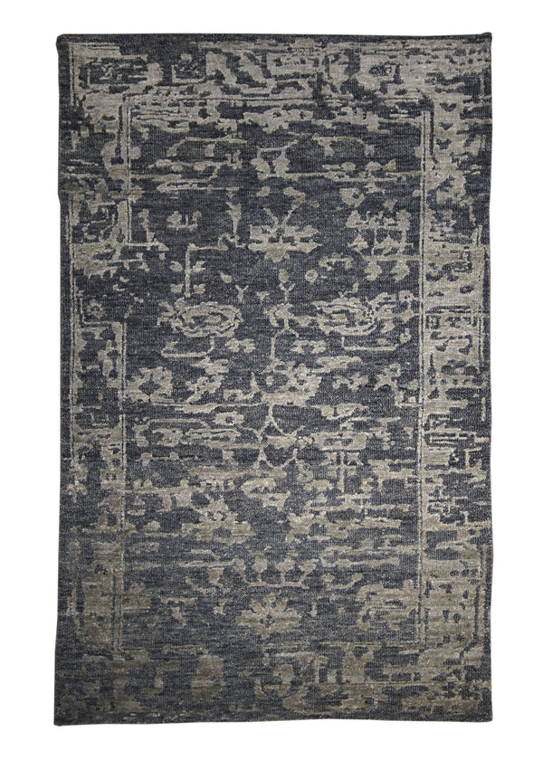 A29681 Oriental Rug Indian Handmade Area Modern 3'0'' x 4'11'' -3x5- Blue Erased Abstract Design